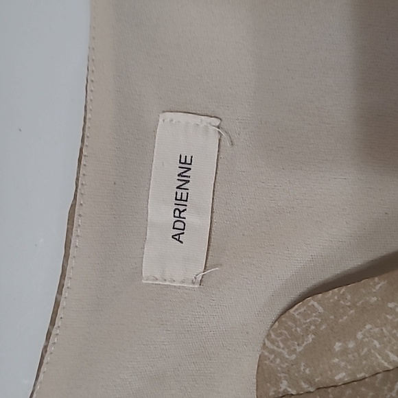 Adrienne Tan & Cream Snakeskin Overlay Top with Sheer Sleeves size Small - Picture 3 of 6